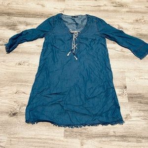 Michael Stars Blue Chambray Lace-Up Tunic Dress – Size M